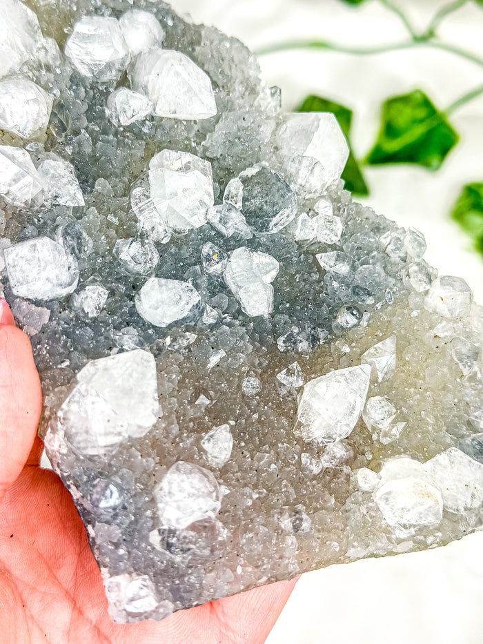 Clear Apophyllite on Blue Chalcedony Specimen #3