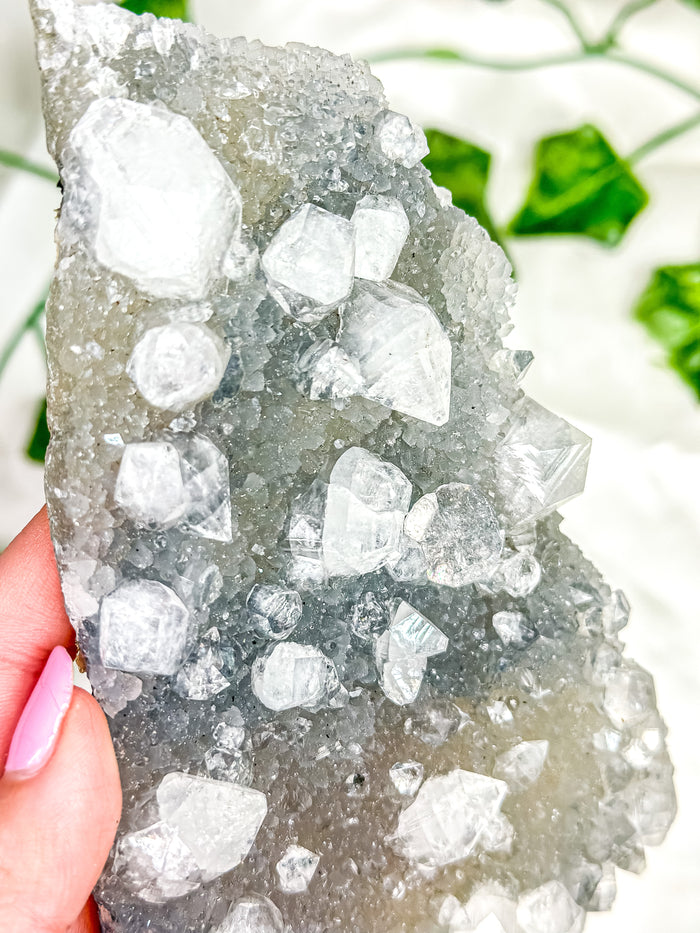 Clear Apophyllite on Blue Chalcedony Specimen #3
