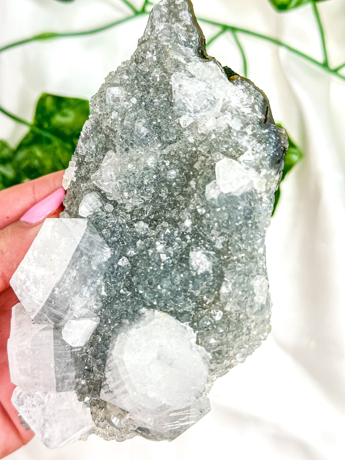 Clear Apophyllite on Blue Chalcedony Specimen #7