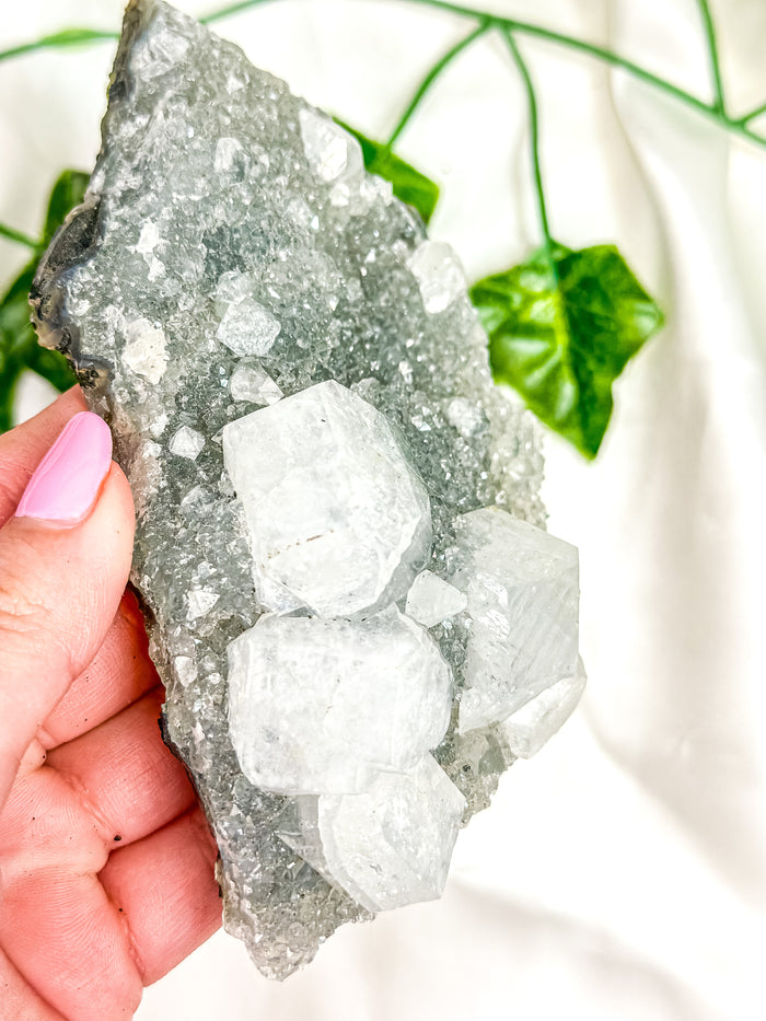 Clear Apophyllite on Blue Chalcedony Specimen #7
