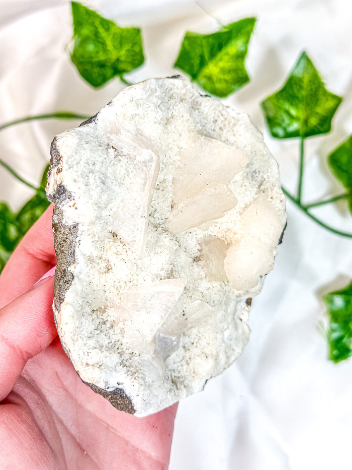 Clear Stilbite &  Clear Apophyllite on Okenite Mineral Specimen (O)