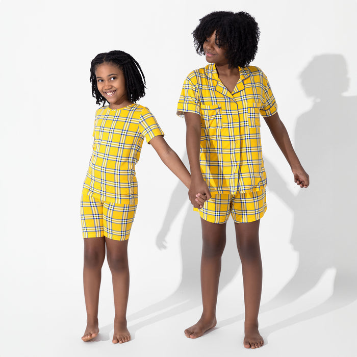 Clueless Total Betty Plaid Bamboo Kids Pajama Short Set