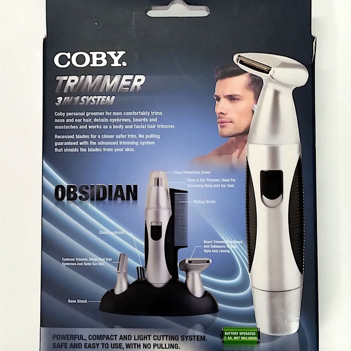 Coby Obsidian 3 in 1 Trimmer Brow Nose and Beard Trimmer Cordless