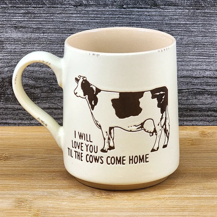 Coffee Mug Cow Inspirational Saying Rustic Farm Ceramic Tea Cup Blue Sky 18oz
