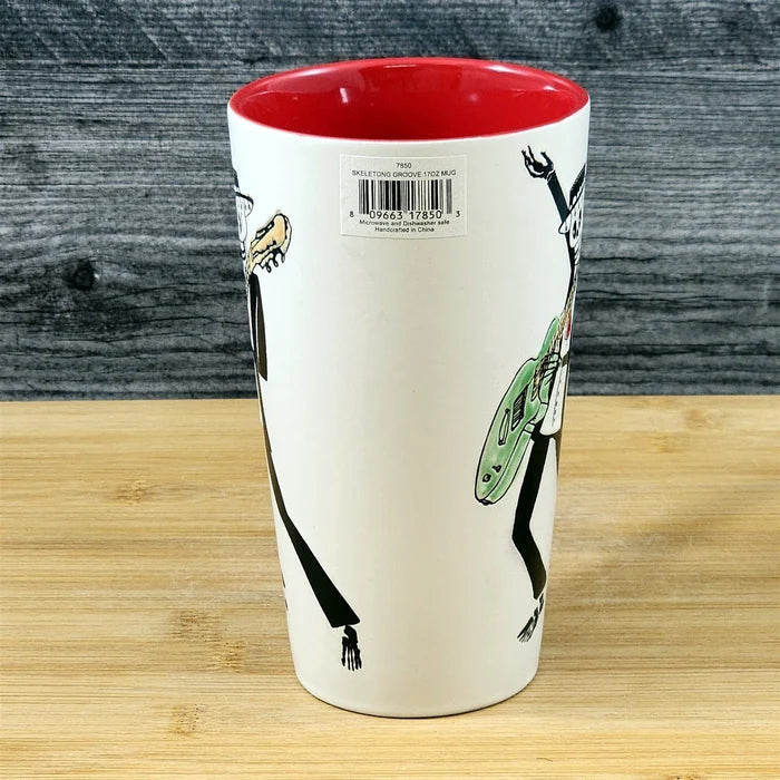 Coffee Mug Day of the Dead Skeleton Guitar Tea Cup Red Ceramic Blue Sky 17oz