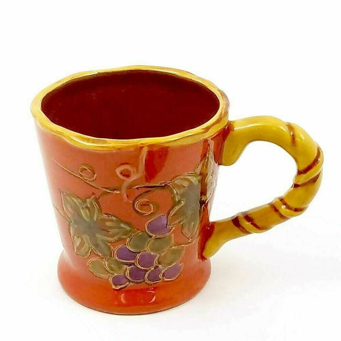 Coffee Mug Floral Grape Vine Design Ceramic 16 oz Tea Cups