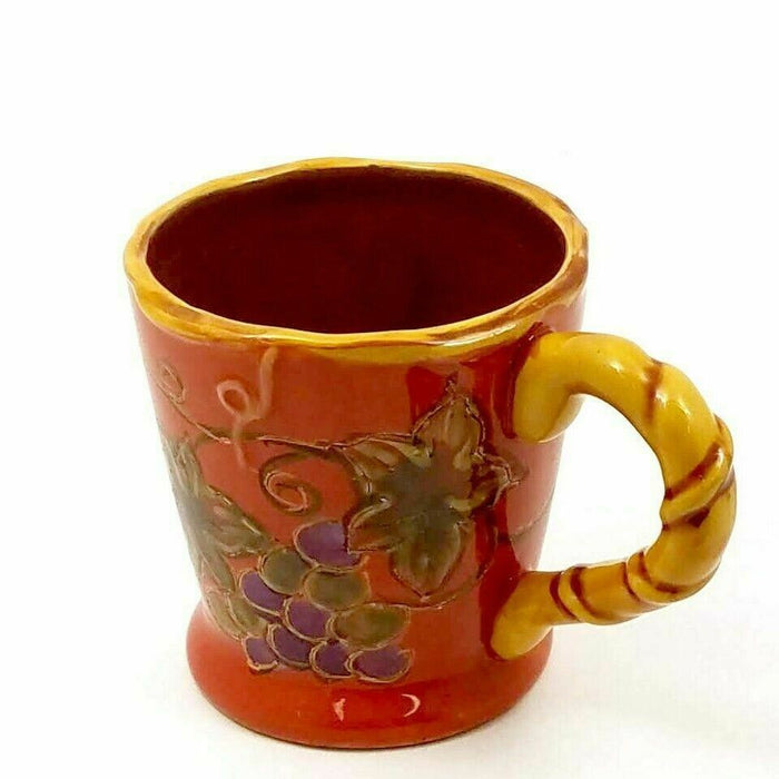 Coffee Mug Floral Grape Vine Design Ceramic 16 oz Tea Cups