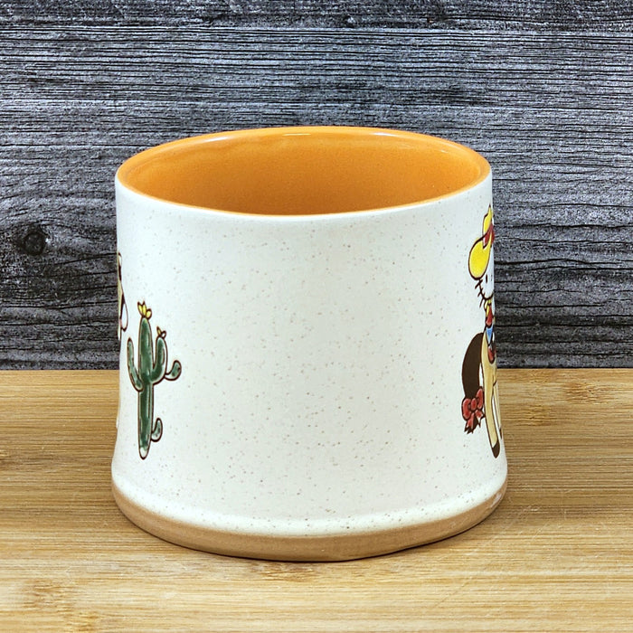 Coffee Mug Hello Kitty Western Cowgirl Horse Cactus Cup Blue Sky Ceramic Orange