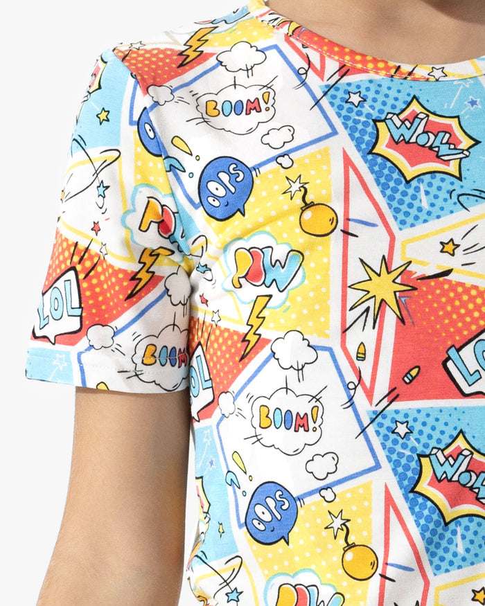 Comic Hero Bamboo Kids Pajama Short Set