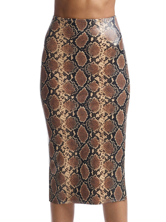 Commando Faux Leather Animal Midi Skirt - SK16