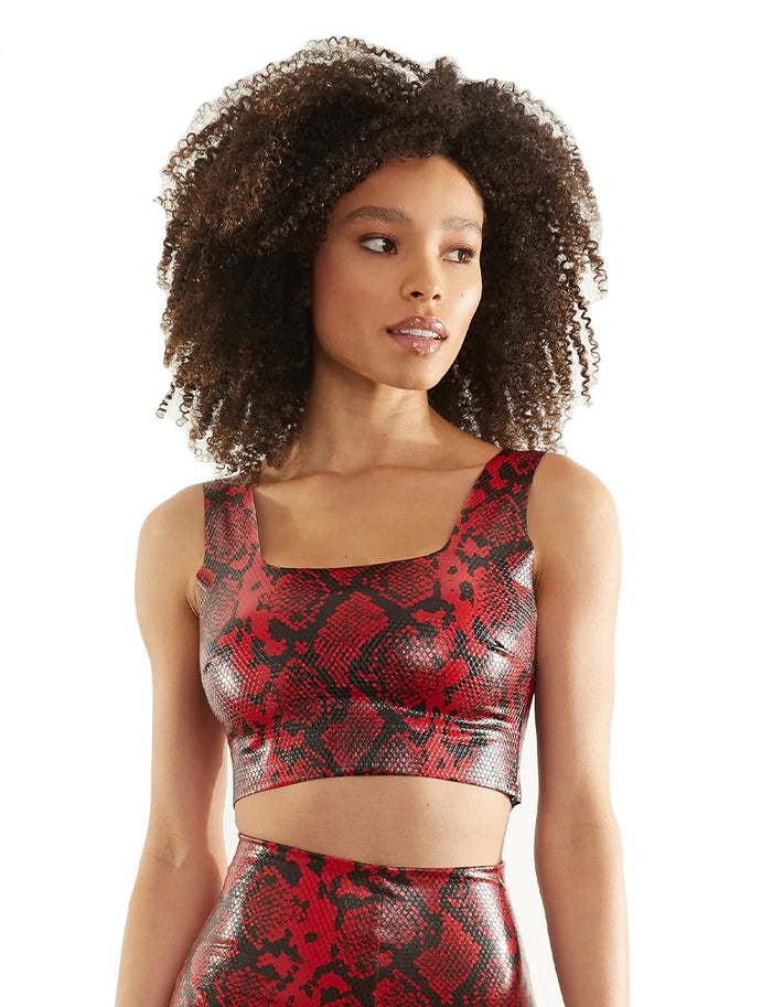 Commando Faux Leather Animal Squareneck Crop Top - FLT101