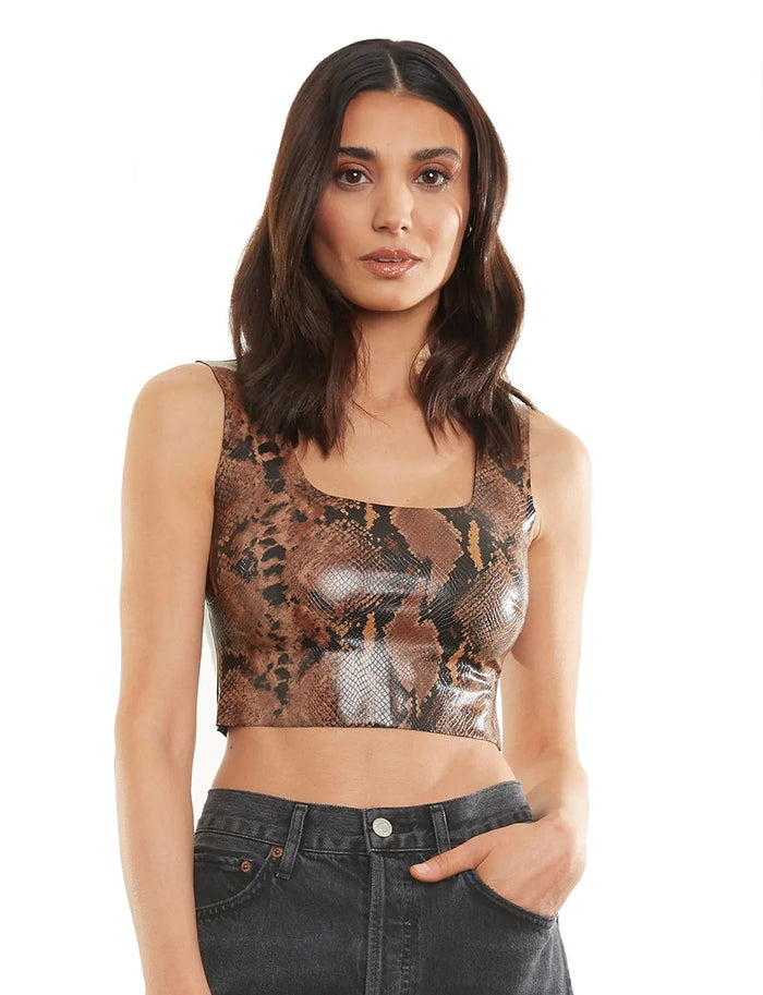 Commando Faux Leather Animal Squareneck Crop Top - FLT101