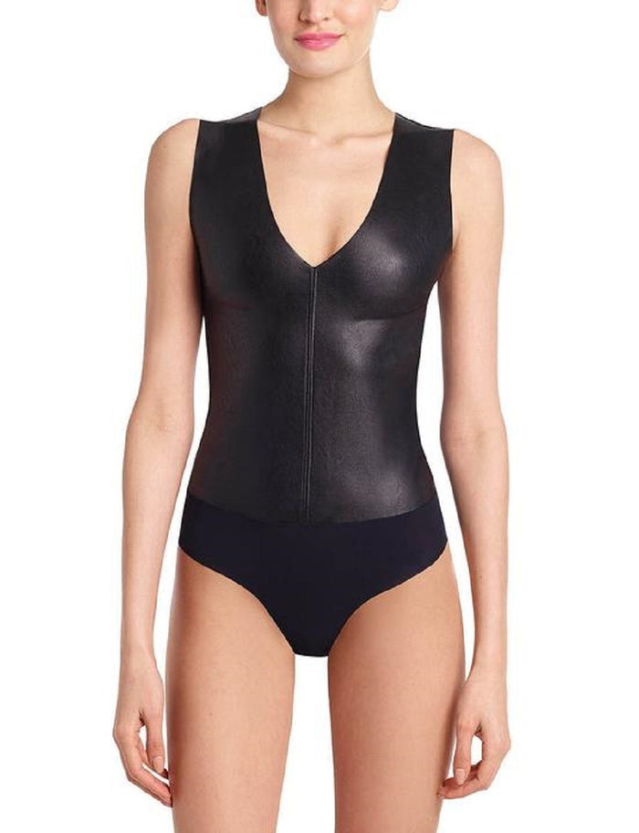Commando Faux Leather Deep-V Bodysuit - BDS014