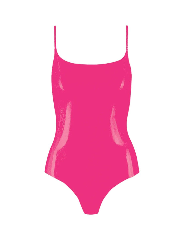 Commando Women's Faux Patent Leather Spaghetti Strap Bodysuit - BDS310