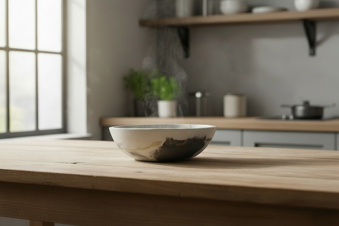 Concrete Artisan Bowl • Black + Gold accent | ws