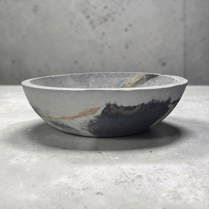 Concrete Artisan Bowl • Black + Gold accent | ws