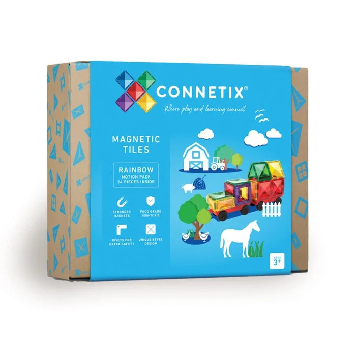 Connetix Magnetic Tiles - Rainbow Motion Pack 24 Pce