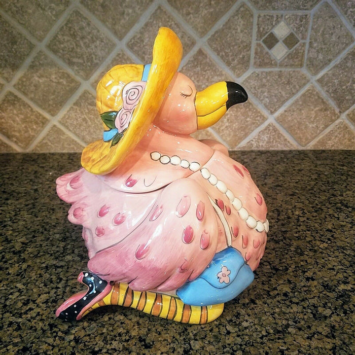 Cookie Jar Miss Precious Flamingo Ceramic Blue Sky Goldminc Kitchen Decor