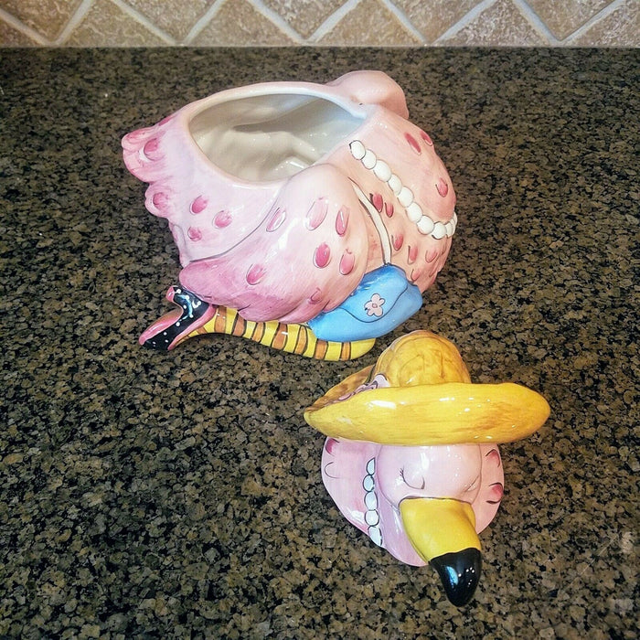 Cookie Jar Miss Precious Flamingo Ceramic Blue Sky Goldminc Kitchen Decor