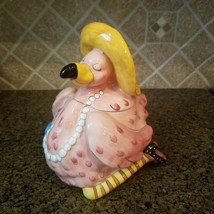 Cookie Jar Miss Precious Flamingo Ceramic Blue Sky Goldminc Kitchen Decor
