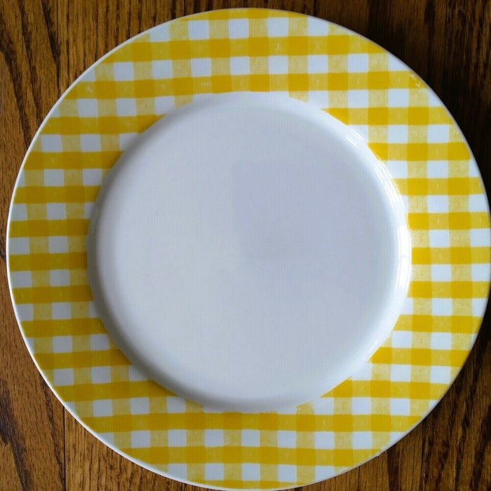 Cordon Bleu Summertime Plaid Set of 4 Salad Plates Green, Yellow, Red, Blue 8”
