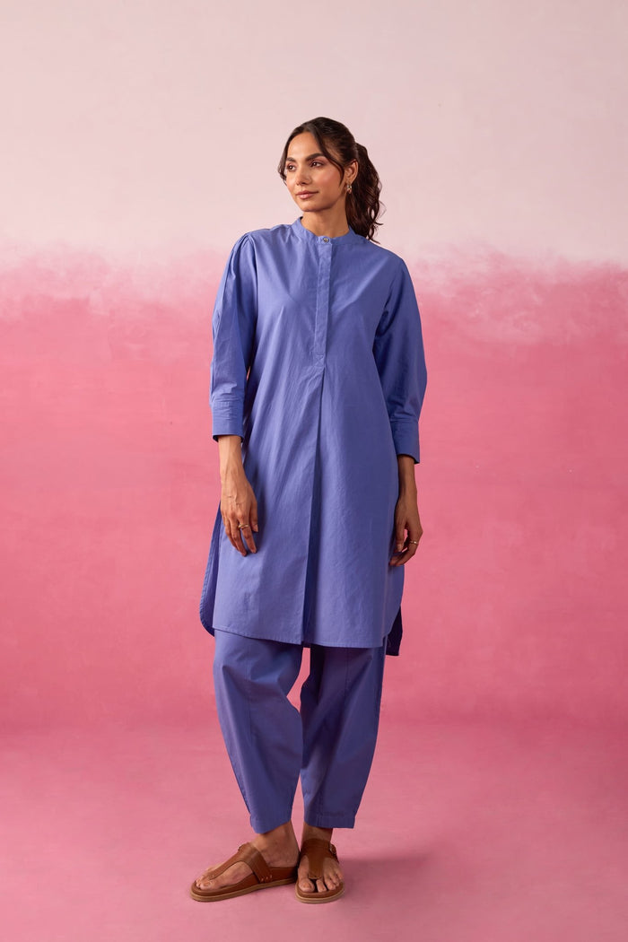 Cornflower Blue Premium Cotton Co-ord Set - Tara-C-Tara
