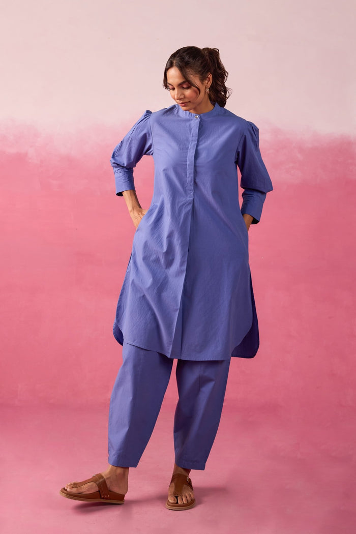Cornflower Blue Premium Cotton Co-ord Set - Tara-C-Tara