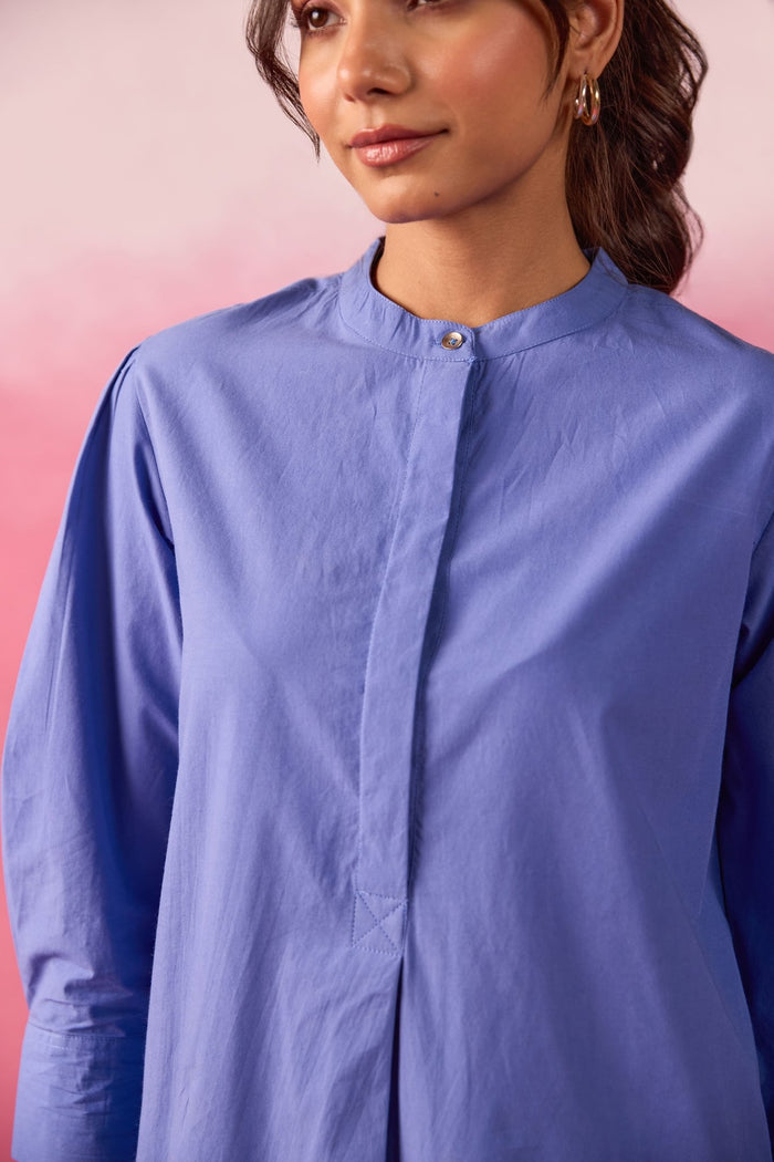Cornflower Blue Premium Cotton Co-ord Set - Tara-C-Tara
