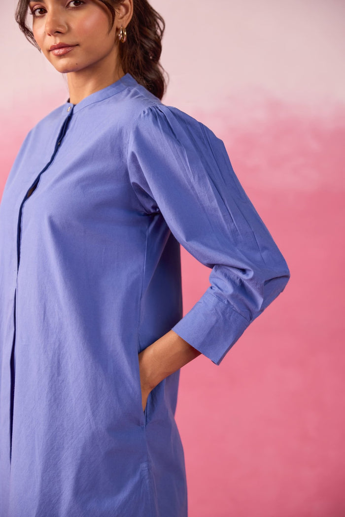 Cornflower Blue Premium Cotton Co-ord Set - Tara-C-Tara