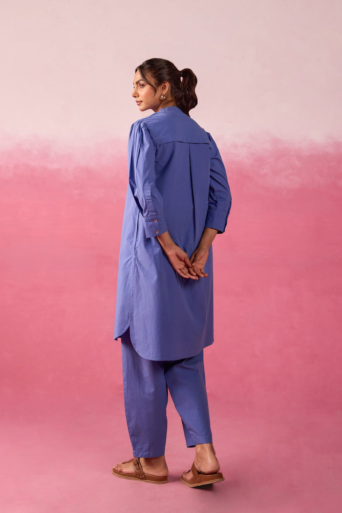 Cornflower Blue Premium Cotton Co-ord Set - Tara-C-Tara