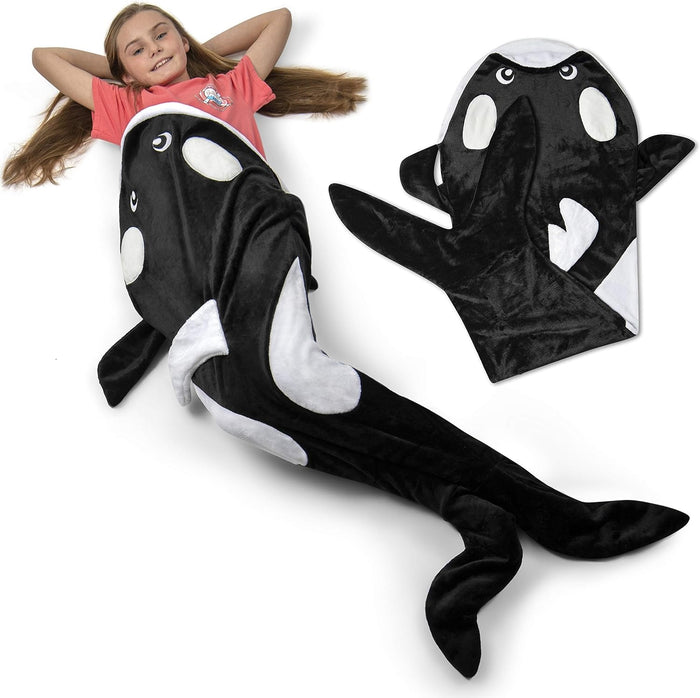 Cozy Whale Blanket for Kids Pocket Style Kids Tail Blanket