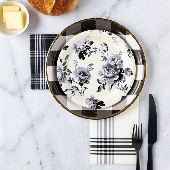 Cream Plaid Dinner Napkins