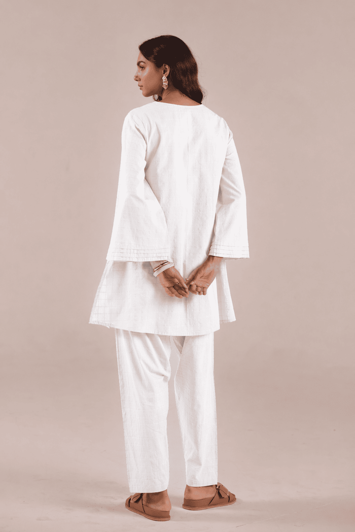 Crisp White Solid Checks Co - ord Set - Tara - C - Tara