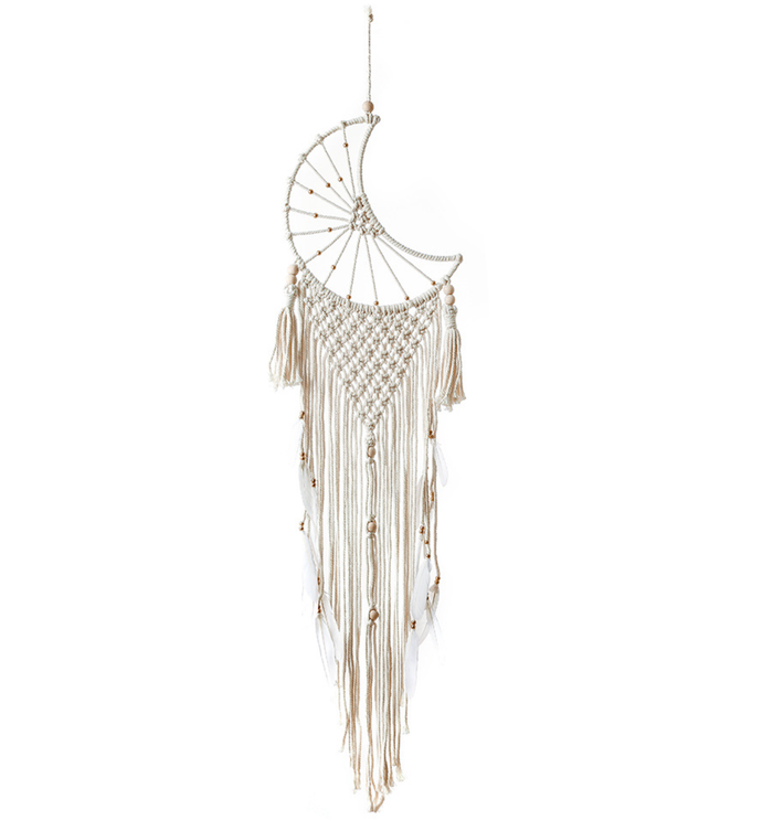 Crystolver Moon Macrame Wall Hanging  Dreamcatcher