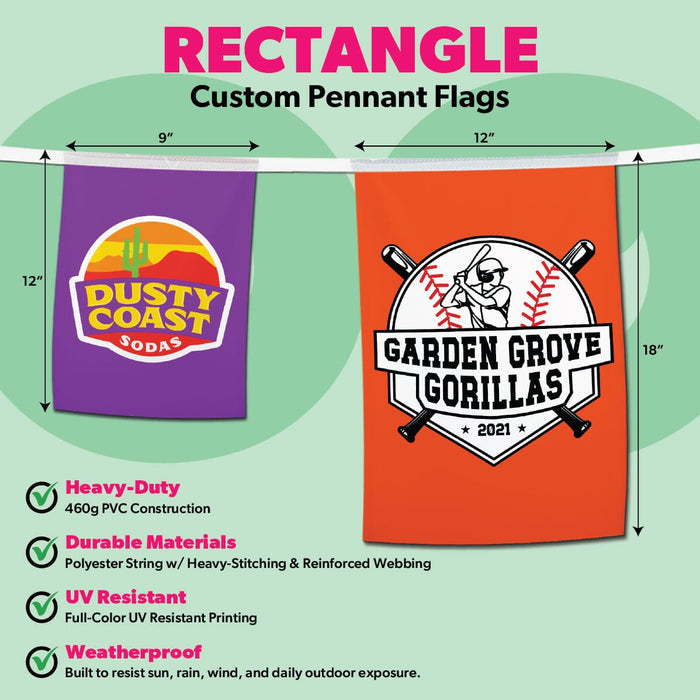 Custom Double-Sided Print String Pennant Flags