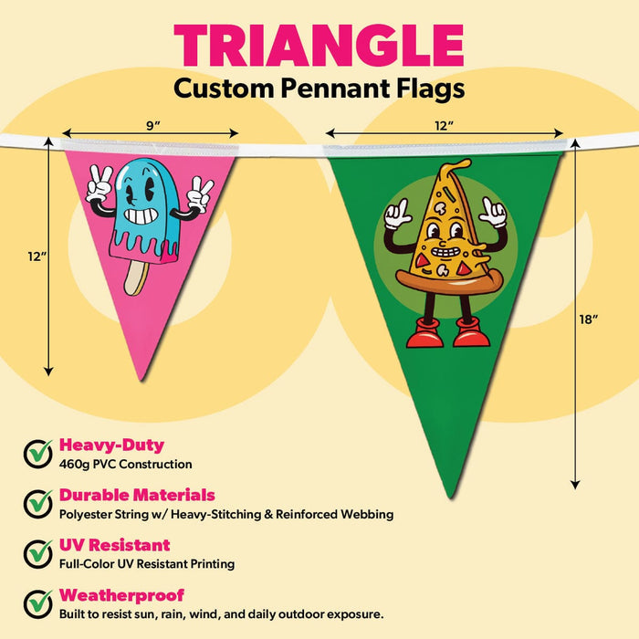 Custom Double-Sided Print String Pennant Flags