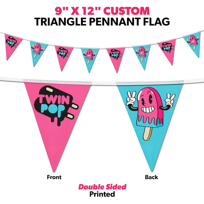 Custom Double-Sided Print String Pennant Flags