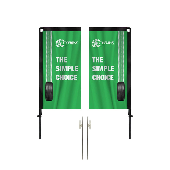 5ft / Double-Sided / Ground Spike Pole Set