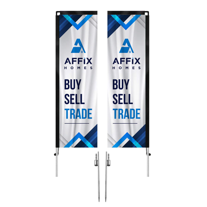 8ft / Double-Sided / Ground Spike Pole Set