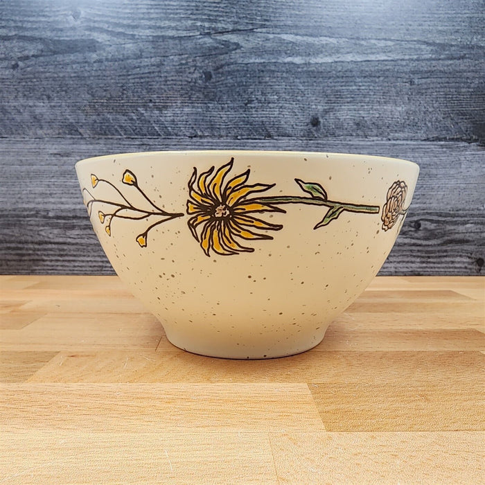Daisy Spring Flower Festive Bowl 6" Floral Soup Ceramic Serving Dish Blue Sky