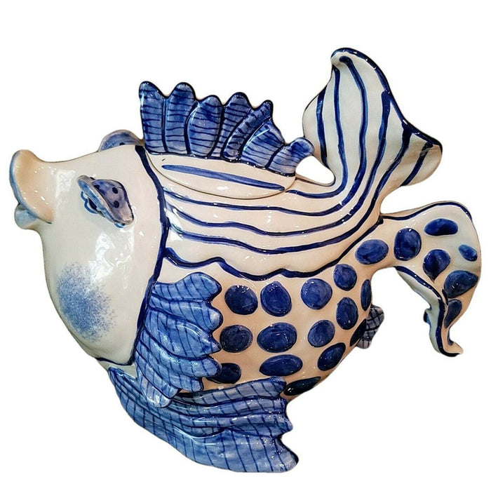 Delft Fish Teapot Ceramic Decorative Kitchen Decor New Blue Sky Diane Artware