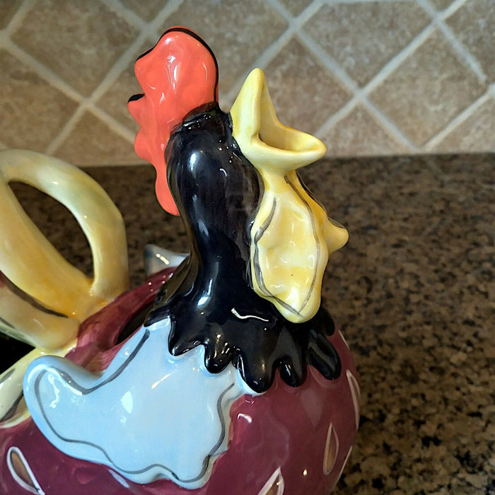 Diggory Basso Rooster Teapot Decorative Decor Blue Sky By Heather Goldminc