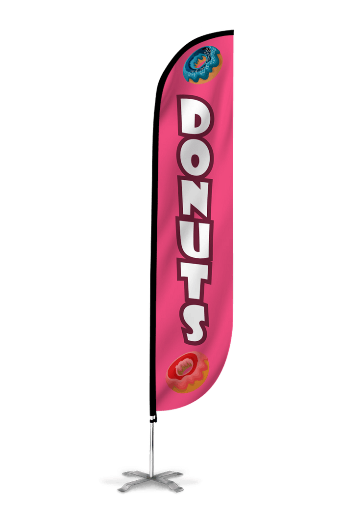 Donuts Feather Flag Pink