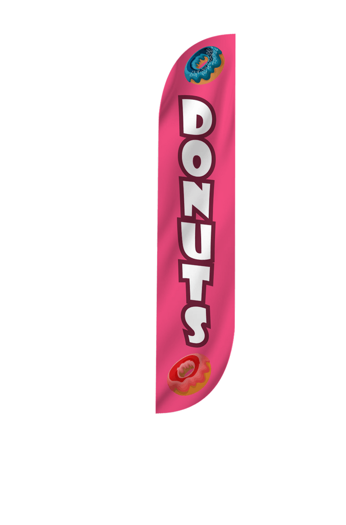 Donuts Feather Flag Pink