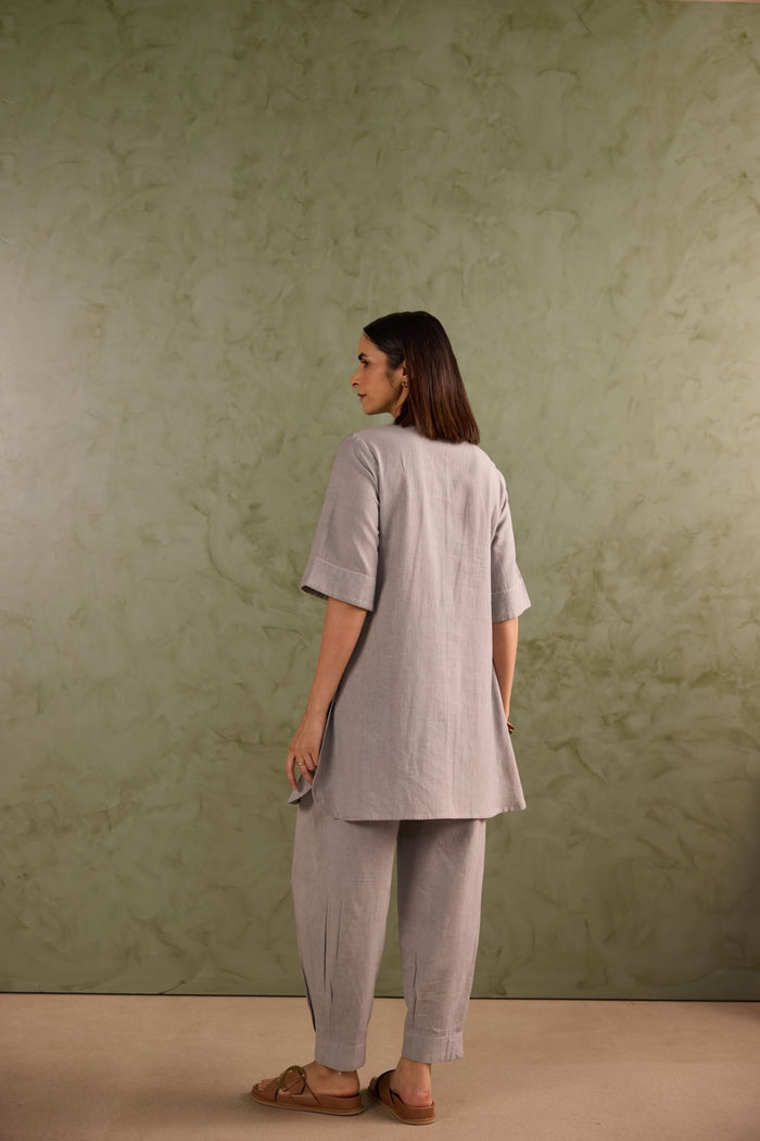 Dove Grey Linen Blend Co-ord Set - Tara-C-Tara