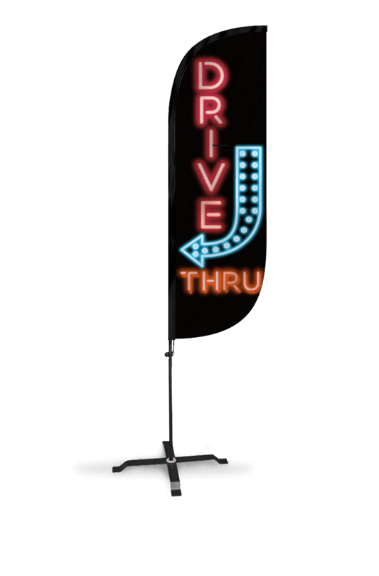 Drive Thru Neon Feather Flag