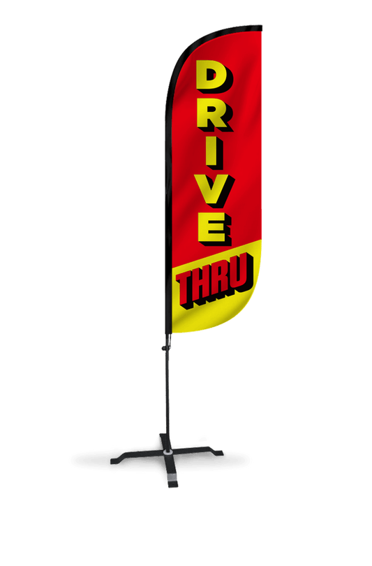 Drive Thru Red & Yellow Feather Flag