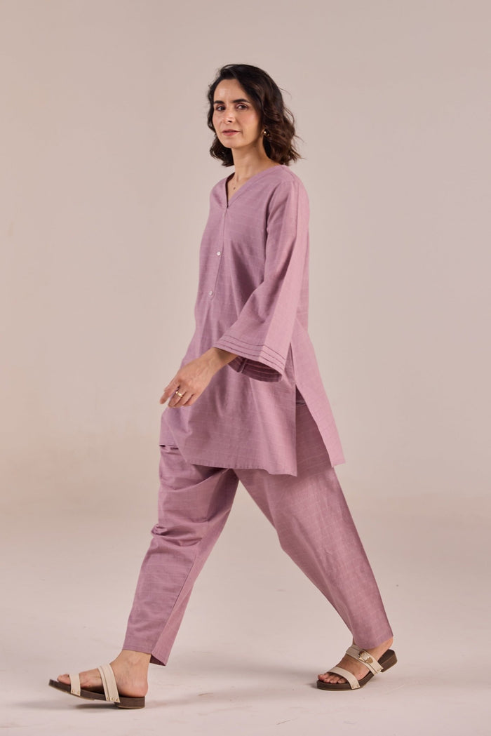 Dusty Rose Solid Checks Co - ord Set - Tara - C - Tara