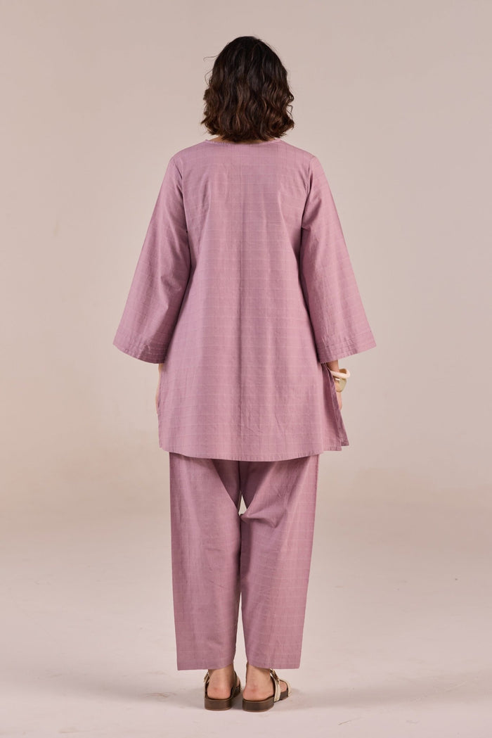 Dusty Rose Solid Checks Co - ord Set - Tara - C - Tara