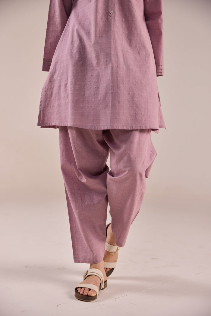 Dusty Rose Solid Checks Co - ord Set - Tara - C - Tara